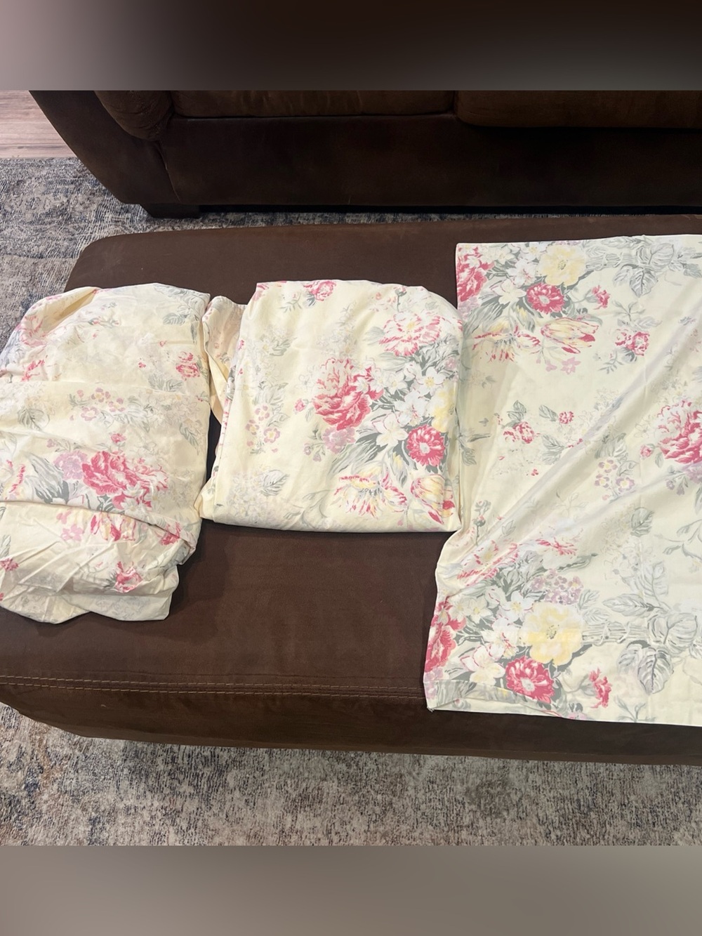 Twin Sz 3 pc sheet set Floral Shabby Chic 100 Cotton Made in Israel Vintage